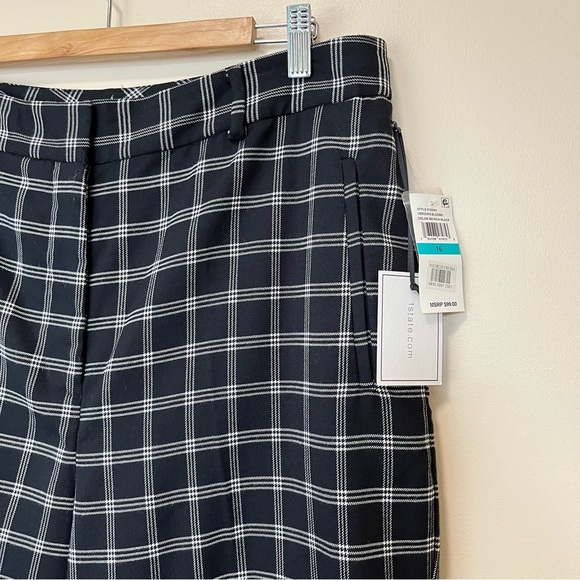 NWT 1. State Veridian Blooms Pant - Black White Plaid - Picture 2 of 14